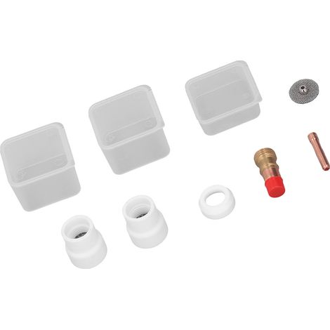 6-teiliges Zubehörset für WIG-Brenner WP17/18/26 – Gaslinse, Spannzange, Isolator, Keramikdüse (1/5)