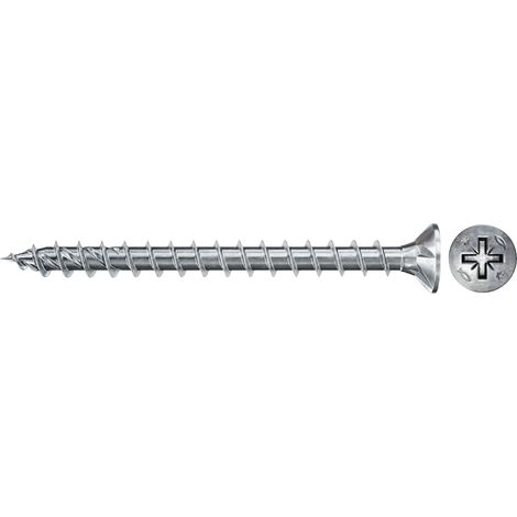 Vis PowerFast FPF II CZF 4,5x45 à Tête Fraisée, Empreinte PZ, Zingué Blanc, Filetage Total - Boîte de 200, Gris (1/5)