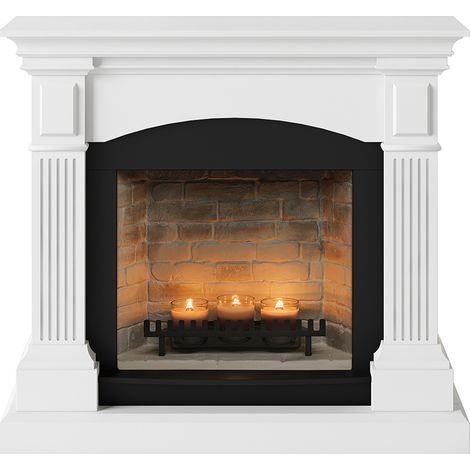TAGU Cheminée électrique à bougies parfumées - MAGNA Zenflame - Effets flammes et crépitement - Blanc (1/5)