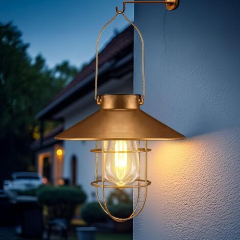 1 Lanterne Solaire,Métal,Cuivre,LED Edison,Extérieur,Jardin,Terrasse