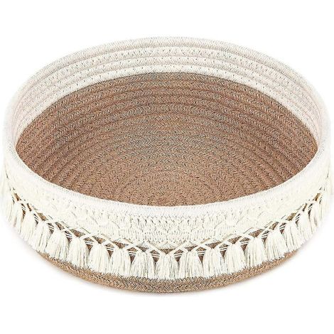 Panier de rangement décoratif en corde tressée pour maquillage et parfum, style bohème, pour bureau. (1/5)