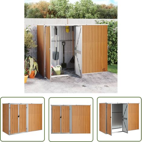 The Living Store – Abri de jardin métal 225x89x161 cm en acier galvanisé – Rangement sécurisé pour outils – Design en pente pour évacuation pluie (1/5)