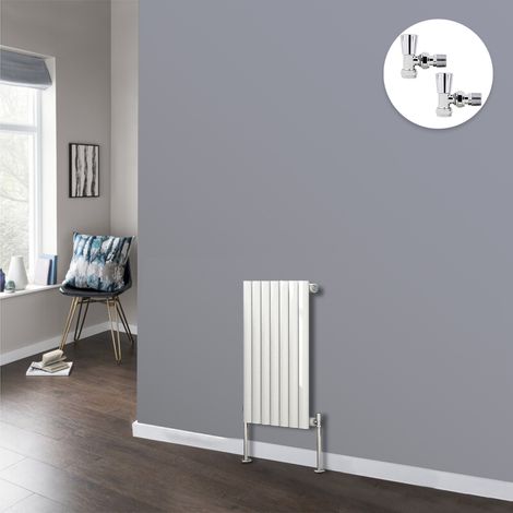 White Oval Radiator Designer Panel Radiators Bathroom Central Heating with Angled Manual Pair of Valves 600x413mm Horizontal Single (1/3)