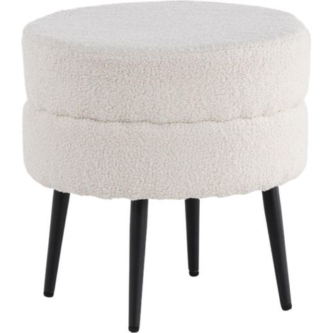 Pouf Design Bouclette "Pot" 40cm Blanc (1/5)