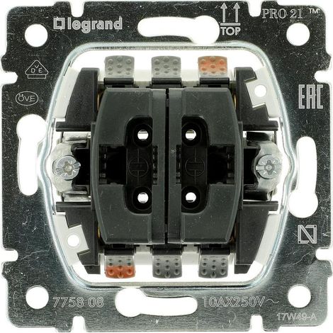 Interrupteur double Legrand ne peut être éclairé, 10AX / 250 V