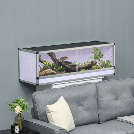 Terrarium pour reptiles, terrarium en acrylique avec mangeoire, 120 x 40 x 40 cm, pour amphibiens, insectes, escargots, araignées sauteuses