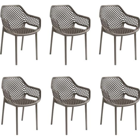 Gloupie Set 6 Poltrone Aria in Polipropilene Taupe, Impilabile,58x60x82 cm, 3,8 kg, Schienale Ergonomico,Made in Italy (1/5)