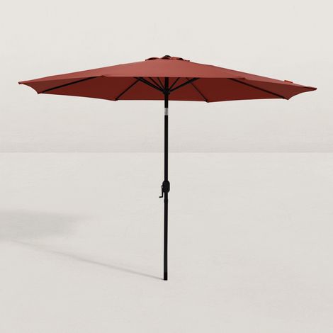 Parasol droit rond inclinable Ø300 cm – Toile polyester renforcé anti-UV 4 – Structure acier peinture époxy – Système d'ouverture à manivelle