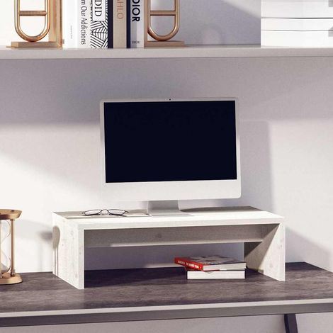vidaXL Soporte de monitor madera maciza de pino blanco 50x27x15 cm (1/5)