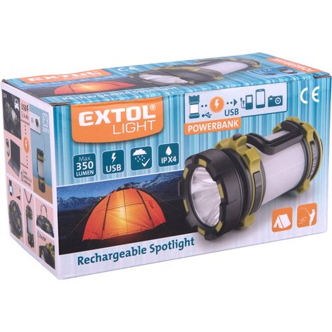 Torcia Extol 350lm, LED Cree XPG2, illuminazione a 360°, ricarica USB con power bank, LED CREE XPG2 R5 + 40x LED 43140 (1/5)