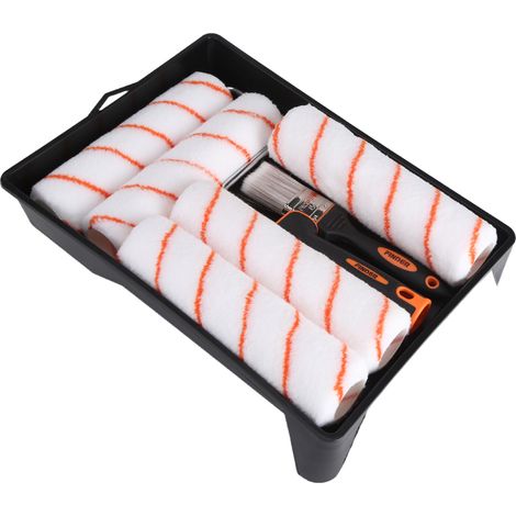 Rouleau Peinture - Manche Antidérapant TPR - Revêtement Haute Densité Sans Peluches - Pour Murs et Surfaces Semi-Lisses - Lot de 8 Pièces (1/5)