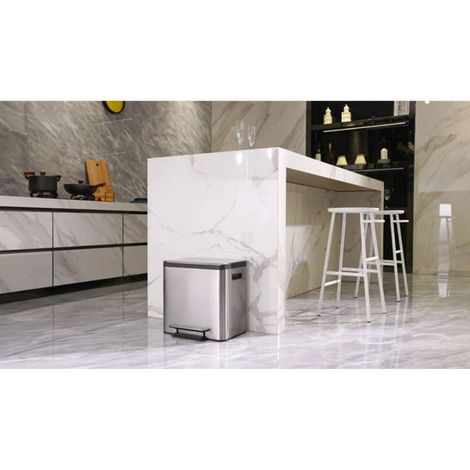 EKO - Poubelle à pédale EcoCasa Recycler 30 litres - Stainless steel Plastic - inox mat (1/5)