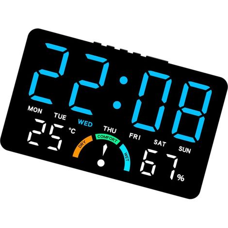 LED-Digitalwecker – digitaler Nachttischwecker mit 2 Alarmen, Klangsteuerung, USB-Ladeanschluss, Temperatur und Luftfeuchtigkeit – heller Morgenwecker mit einstellbarer Helligkeit für Schlafzimmer, Bü