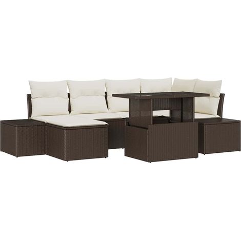 Maison Exclusive - Set Divano da Giardino 7 pcs Marrone Poly Rattan