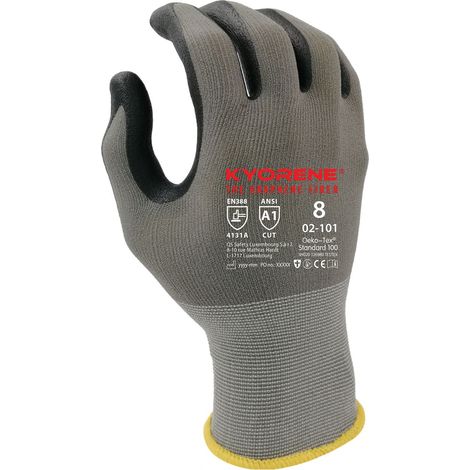 Gants KYORENE 02-101 taille 9, Résistant à l'abrasion/coupures, 12 Paires, Noir, gris ( Prix pour Paquet de 12 Paires )