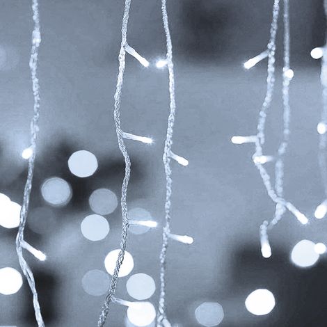 Guirlande lumineuse LED (blanche) de 5 mètres, effet stalactite, 220 V, piles non incluses. (1/5)