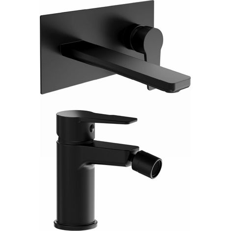 Coppia miscelatori lavabo ad incasso bidet senza scarico nero opaco Jane (1/4)