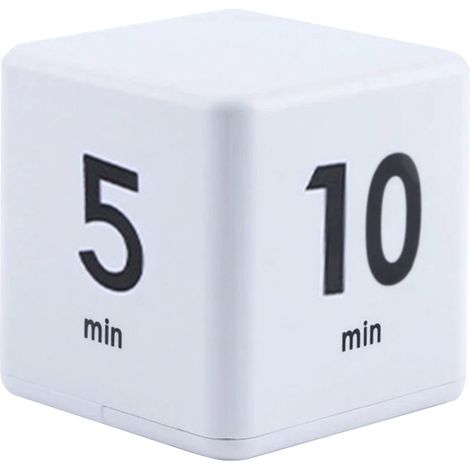 Cube Timer Minuteur Gravité Électronique 1 3 5 10 Minutes ABS Blanc Pré-programmé pour Cuisine Bureau Sports (1/5)