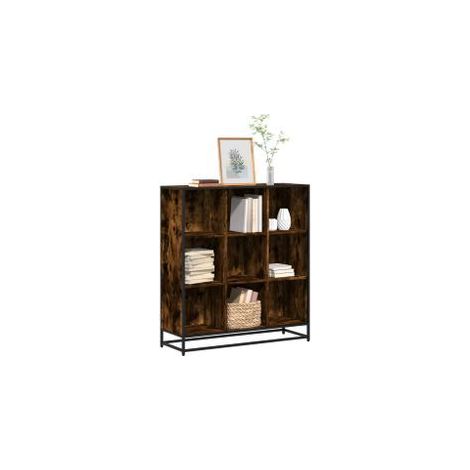 Bibliothèque chêne fumé 97,5x33x107,5 bois d'ingénierie métal (1/5)