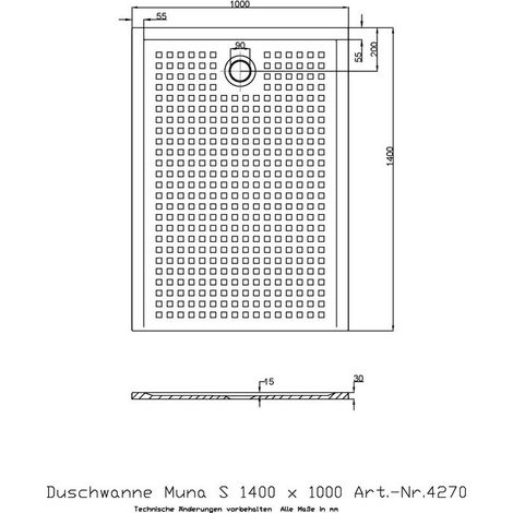 Receptor De Ducha Hoesch Muna S Con Antideslizante 1400X1000X30Mm Blanco