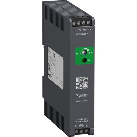 Alimentation monophasée MODICON 12 V CC 6,2 A avec protection contre les surcharges