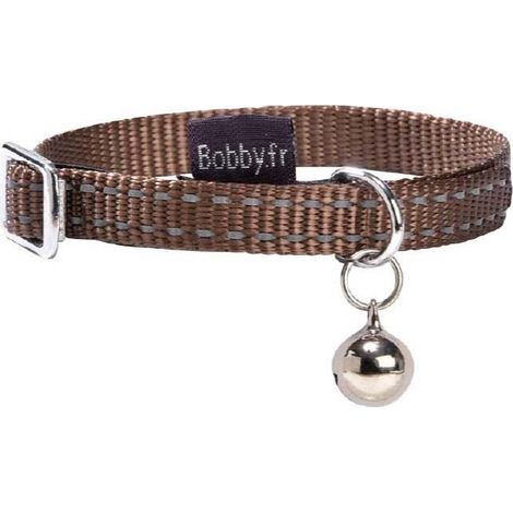Collare in nylon marrone con campanello modello Chat per gatti