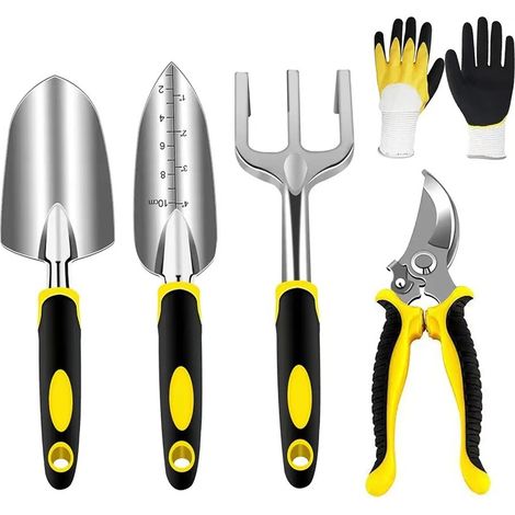 Gartengeräte-Set, Gartengeräte mit robusten Aluminiumköpfen und ergonomischen Griffen, Garten-Set