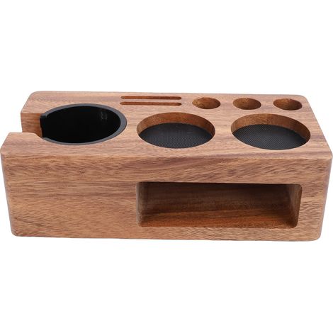 Supporto in legno antiscivolo per pressino da caffè, portafiltro 51-58 mm, per cucina domestica, colore noce. (1/5)