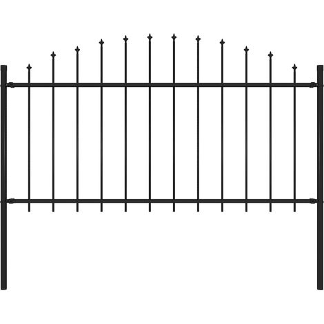 vidaXL Garden Fence with Spear Top Steel 181x150 cm Black (1/4)
