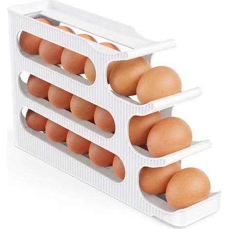 Distributeur Oeuf - 1 Pièce - Plastique - Roulage Automatique - Réfrigérateur Cuisine - 24 Œufs (1/5)