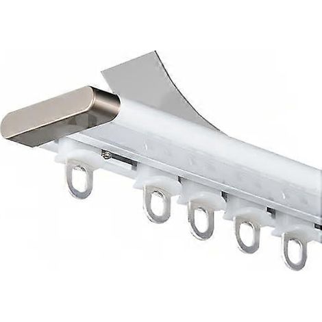 Système de rail de rideau auto-adhésif ultra-mince 150 cm, rail de plafond coulissant en aluminium blanc 120 cm 3,93 pi, installation facile, pour bureau, chambre, salon, cuisine (1/5)
