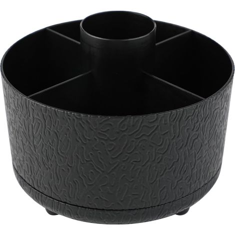Organisateur rotatif noir 360°, boîte skincare/pinceaux/parfum, multifonction pour salle de bain ou coiffeuse.