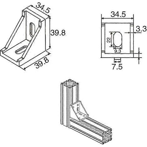 Lot de 10 équerres de fixation 40x40 en L, connecteur en aluminium, support d'angle standard C90D (1/5)