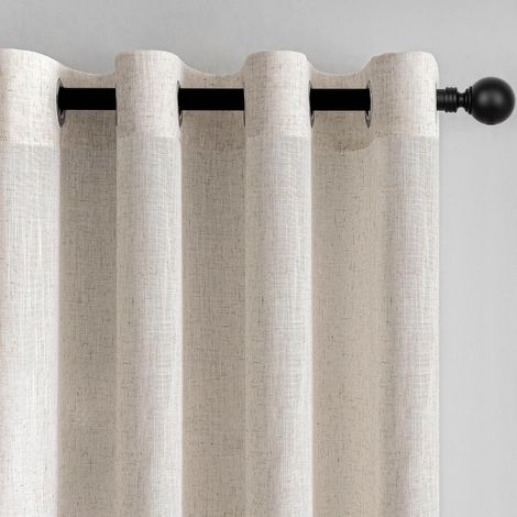 Rideau Beige Lin Rideaux Voilage Salon Moderne Lumière Douce Translucides et Draperies Intérieurs à Oeillets Décorati Chambre Adult Enfant Coucher Dressing Boheme 140x225cm 2pcs (1/5)