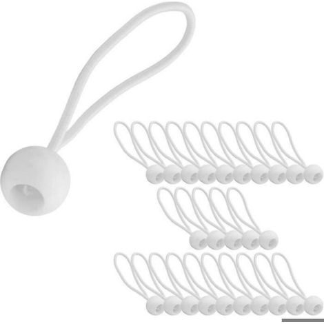 Tendeur Élastique - Boule Plastique 2,5 cm - Longueur 15 cm Extensible à 30 cm - Pour Bâches et Pavillons - Lot de 25 (1/3)