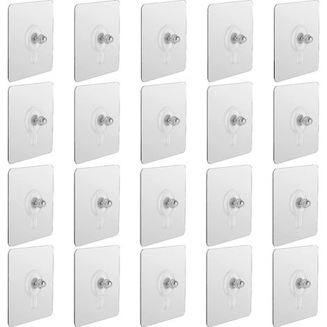 Filiyano-Lot de 20 clous de suspension auto-adhésifs, crochets muraux à vis sans perçage, étanches et sans joint, pour salle de bain et cuisine. (1/4)