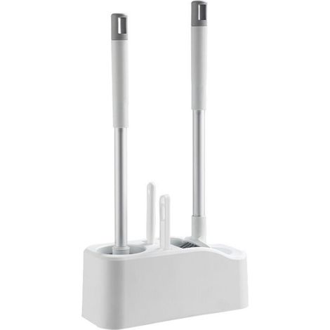 Premium Set of Two Wall-Mounted Toilet Brushes, Long-Handled Plastic Toilet Brush with Porous Base, Bathroom Toilet Brush, Bathroom Cleaning (1/4)