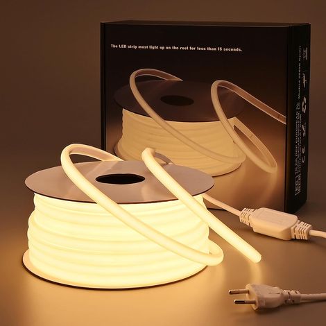 Ruban LED COB 10M 6000K blanc froid – Étanche IP65 pour chantiers et espaces humides – Flex découpable – Installation facile sans transformateur Blanc Chaud (1/5)