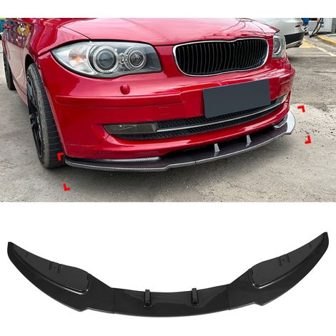 (Video verfügbar) 3-teiliger Frontstoßstangenspoiler kompatibel mit BMW 1er E81 E82 E87 E88 LCI Standard Edition 2008-2011 (ZST-471) Carbonfaser-Textur (übergroß) (1/5)