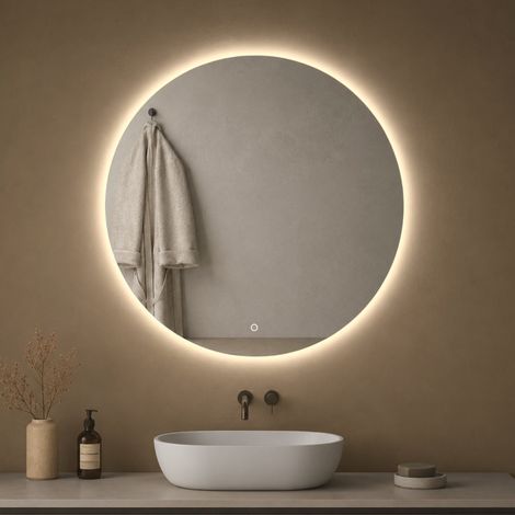 Specchio tondo retroilluminato led elegante per il bagno luminosità regolabile misura Ø50 - tonalità dimmerabile 2700-4500-6500k - confezione 1