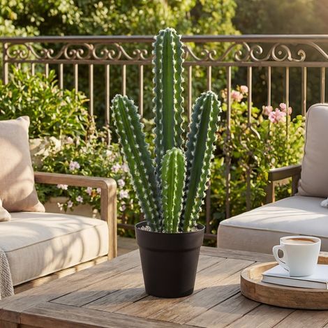 Plante artificielle cactus en pot, 53 cm, verte, pour salon et bureau DESVIAE