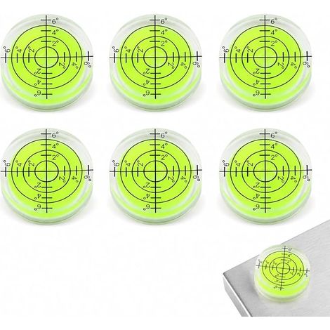 6 pièces Mini niveaux de bulle ronde 32 mm ABS Haut de précision Outils de mise à niveau Vans de camping Niveaux de bulles Petit niveau pour trépieds, caméras de camping-car, meubles et bricolage (1/5)