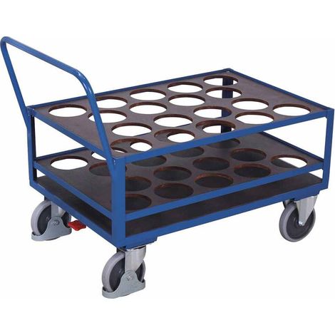 VARIOfit Stahlflaschenwagen für 18 Flaschen mit EasySTOP Enzianblau RAL 5010