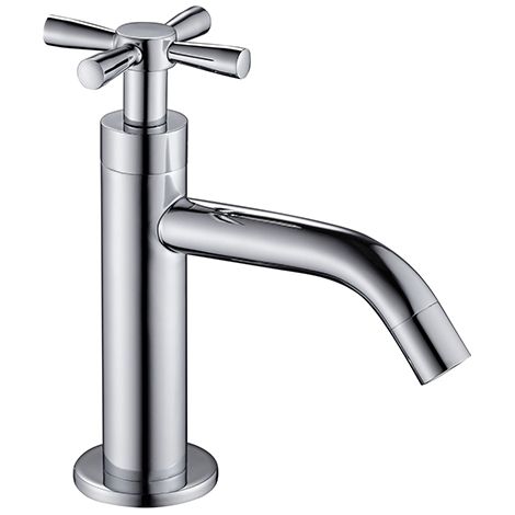 Edouard Rousseau – Mitigeur lave-mains SCOP chromé – Tête céramique 1/4 T – Hauteur 154 mm – Saillie 106 mm – Corps laiton – Bec fixe