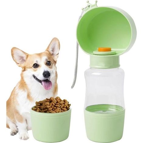 1 bouteille eau chien, fontaine portable avec gamelle, gourde 350 ml pour chiens et chats, idéale randonnée et voyage (1/4)
