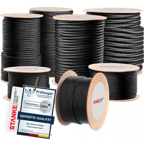 Seilwerk STANKE 20 m 8 mm corde en polypropylène corde d'amarrage gréement corde noir