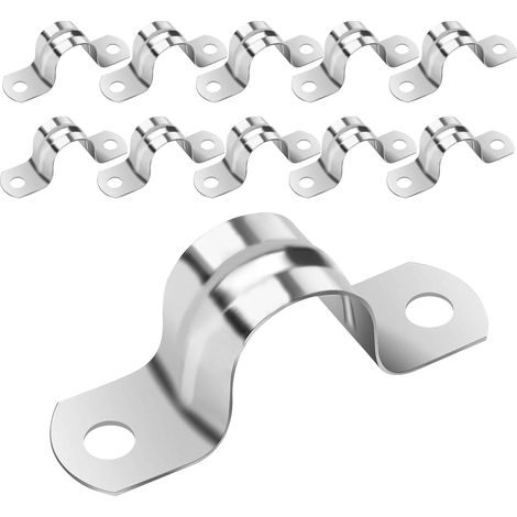 Lot de 30 colliers de serrage en U - 20 mm - En acier inoxydable 304 - Fixation de tuyau - Type U - Colliers de fixation pour tuyaux à gaz, tuyaux d'eau, murs et câbles (1/5)