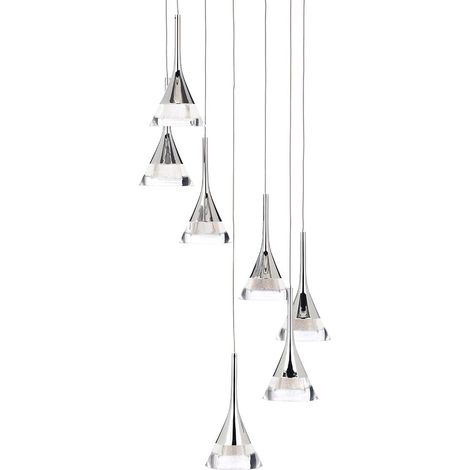 Visconte Gem Ceiling Pendant LED 7 Light With Conical Glass Shade - Chrome (1/5)