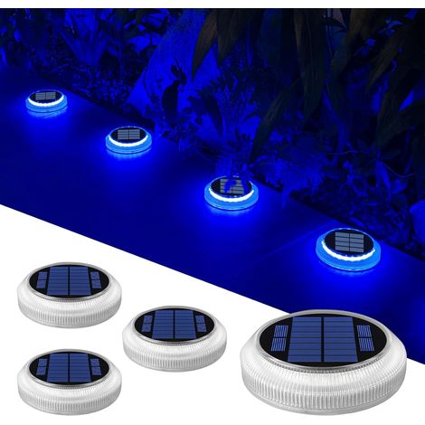 Lampe Solaire Exterieur, Lampe Solaire Exterieur Jardin 360 ° LED Escalier Solaire Lumière IP68 étanche avec Auto On/Off Solar Path Light, Blanc 5700k, 4 pcs