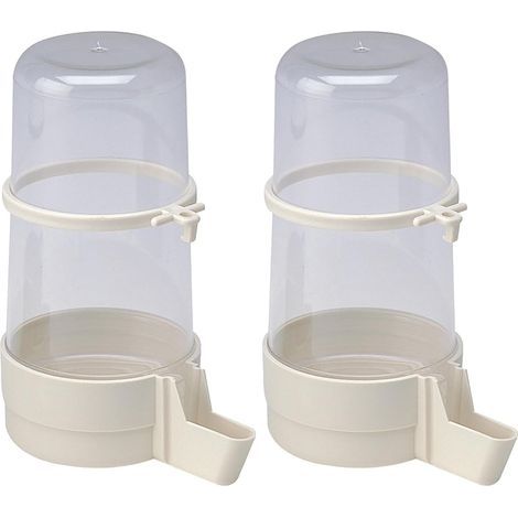 Set of 2 Waterers, Clear Plastic, Pouring Spout, For Bird Cages (1/4)